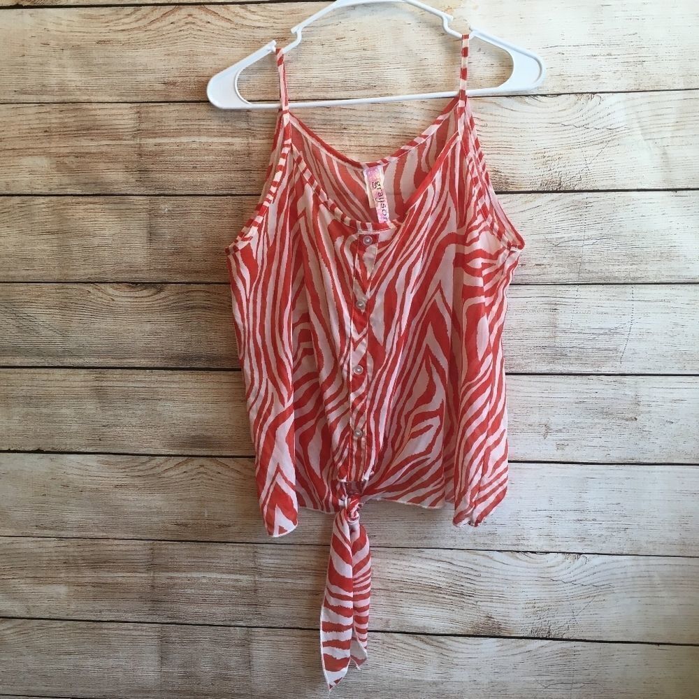 GRAYSON TIGER STRIPE TANK TOP IN ORANGE & CREAM‎